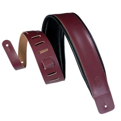 Immagine di Levy&#039;s DM1PD BRG Tracolla Per Chitarra Chrome tan Leather Garment Back &amp; Padding 3&quot; Burgundy