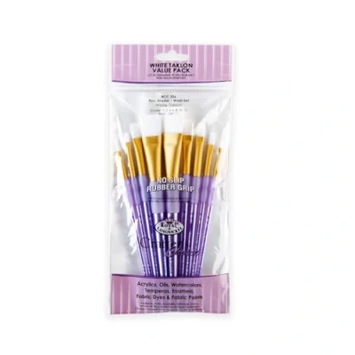 Immagine di Royal and Langnickel RCC 306 Crafter&#039;s Choice Set da 9 pennelli piatti con setole in taklon, colore: bianco