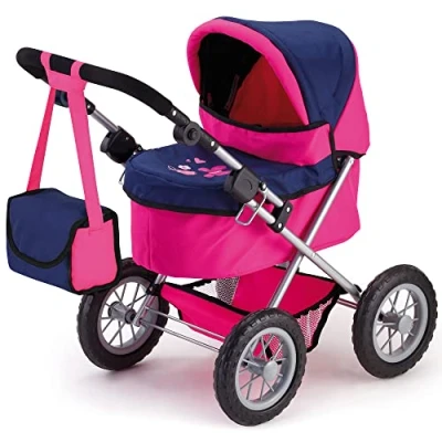 Immagine di Bayer Design 13013AA Carrozzina Bambolotti, Passeggino per Bambola con Borsa, Pieghevole, Regolabile in Altezza, Colore Pink, Farfalla,