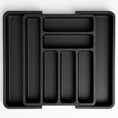 Immagine di edihome, Portaposate da Cassetto, Porta Posate Espandibile, Regolabile, con 6 8 Scomparti, senza BPA, per Utensili Cucina (Nero)