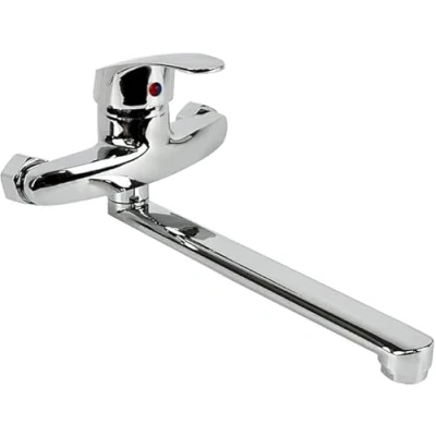 Immagine di SQUADO Rubinetto a parete da cucina miscelatore monocomando, Regolazione Acqua Calda e Fredda, Girevole 360