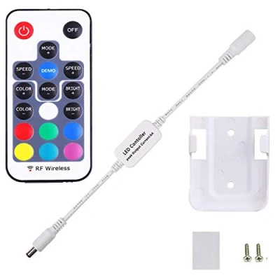 Immagine di AIBOO Mini telecomando per strisce LED a colori RGB, dimmer RF nastro da 12 V CC, wireless luci dimmerabili 3528 5050 sotto armadio