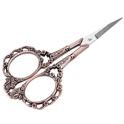 Immagine di Hilitand 1pc Vintage Flower Pattern ricamo a Classic forgiato Forbici sarto in acciaio inox(Red Bronze)