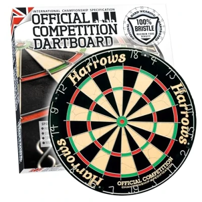 Immagine di Harrows Dart Board Official Competition I Tabellone per freccette di dimensioni ufficiali con occhio bue senza punti metallici Compatibile supporto