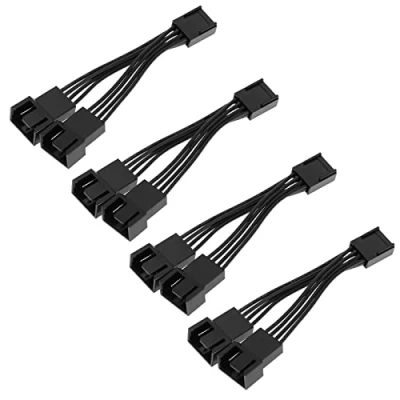 Immagine di OTOTEC 4 PZ 1 a 2 vie Pin PWM Fan Splitter Cavo 12 V Computer PC Case Converter 5 cm Lunghezza Accessori Nero