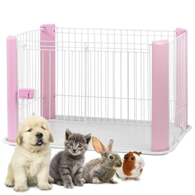 Immagine di Iris Ohyama Recinto Per Cani da Interno con Porta, A60cm, Rosa, Plastica, Parco, Cucciolo, Gatti, Animali domestici, Interni, Esterni, Gabbia, Cuccia, Canile, CLS 960
