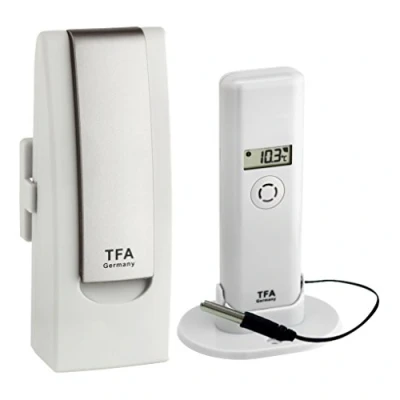 Immagine di TFA Dostmann WEATHERHUB Observer Sistema di monitoraggio Web con trasmettitore termoigrometro e sonda, Temperatura Professionale, Colore: Bianco