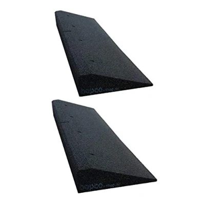 Immagine di Set di 2 rampe per cordoli (2 pezzi) (lunghezza x larghezza altezza): 100 25 6 cm in gomma (nero) rampa porta, con rondelle il fissaggio
