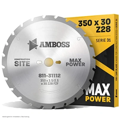 Immagine di AMBOSS Werkzeuge Lama Per sega circolare HM di alta qualità uso estremo in cantieri FWF (Ø 350 mm x 3,5 30 (28 denti))