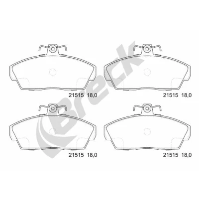 Immagine di BRECK 21515 00 702 10 Kit pastiglie freno con segnalatore acustico usura accessori HONDA: CIVIC 6 Hatchback, 7 Fastback