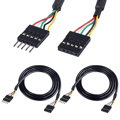 Immagine di MEIRIYFA 5 Pin USB IDC Cavo di Estensione dell&#039;intestazione, USB2.0 Maschio a Femmina dell&#039;intestazione della Scheda Madre 1M, Confezione da 2