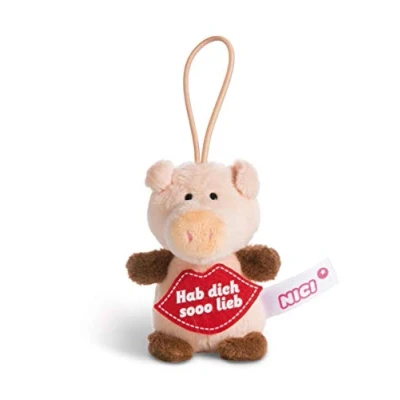 Immagine di NICI 44868 Ciondolo a Forma di Maiale con Scritta HAB Dich sooo Lieb 8 cm Anello, Colore Rosa/Marrone