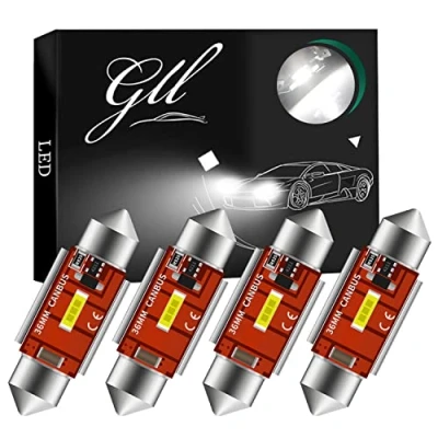 Immagine di GLL 36MM C5W LED Canbus CSP 1860 1SMD 650 Lumen per Auto Luci a Lampadine Luce Targa di Parcheggio Interna del Bagagliaio Cupola (Confezione da 4)