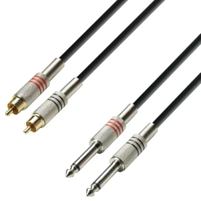 Immagine di Adam Hall Cables 3 STAR TPC 0100 Cavo audio 2 x RCA maschio a jack mono da 6,3 mm 1 m