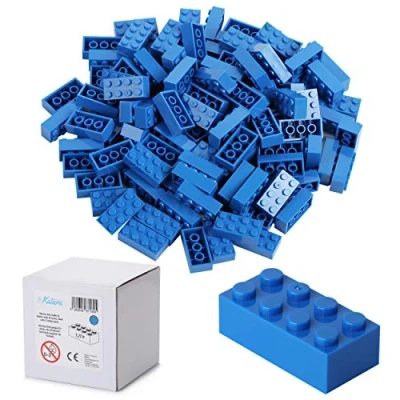 Immagine di 120 Mattoni da Costruzione 4x2, Compatibile con Tutti Gli Altri produttori, Disponibile in Molti Colori Blu