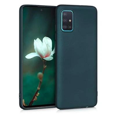 Immagine di kwmobile Custodia Compatibile con Samsung Galaxy A51 Cover Back Case Morbida Protezione in Silicone TPU Effetto metallizzato petrolio