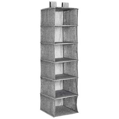 Immagine di Amazon Basics Organizer da appendere nell’armadio 6 ripiani, grigio melange, 30.48 x 5.08 cm