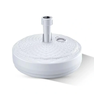Immagine di GARDENIX Base per ombrellone, Rotondo, Bianco, Effetto Rattan, in plastica, riempibile con Sabbia, Acqua, Ghiaia Giardino, Spiaggia, terrazzo, portaombrelli