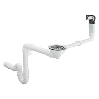 Immagine di hansgrohe D14 10 Set scarico manuale e troppopieno per lavello a vasca singola, acciaio, 43921800