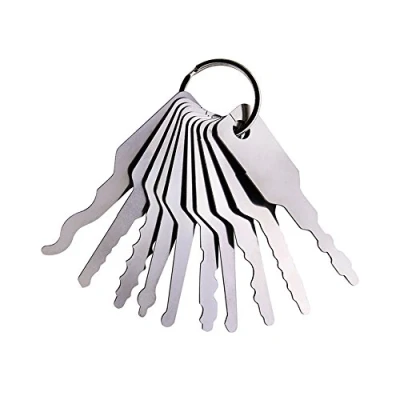 Immagine di Loboo Idea Car Pick Jiggler Lock Set, chiave master completa da 10 pezzi per auto auto, multiuso porte Set e strumenti di riparazione