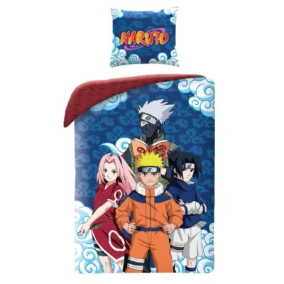 Immagine di NARUTO 4 PERSONAGGI Kakashi Sasuke Sakura Set di biancheria da letto in cotone Copripiumino 140 x 200 cm e federa 70 90 Multicolore