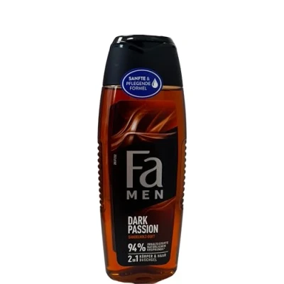 Immagine di FA MEN 2 in 1 Gel doccia Dark Passion, con legno di sandalo e profumo sensuale, confezione da 6 (6 x 250 ml)