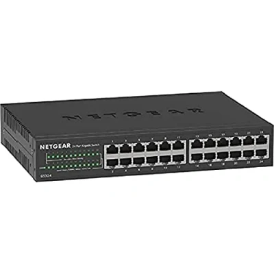 Immagine di NETGEAR Switch Ethernet 24 Porte Unmanaged GS324, Gigabit con Opzioni di Montaggio Desktop o a Parete, Funzionamento Silenzioso