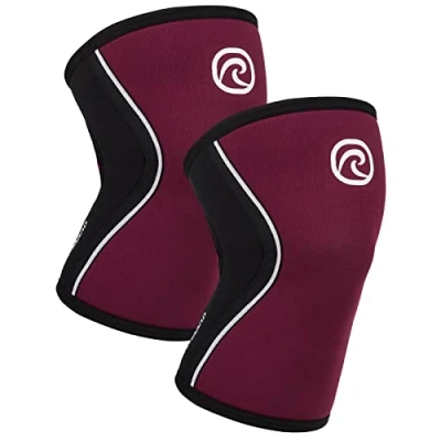 Immagine di Rehband Benda per ginocchio Powersport, fascia Cross Fit e allenamento pesante in neoprene da 5 mm, Colore:Bordeaux 1 Paio, Misura:S