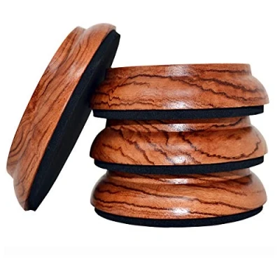 Immagine di KingPoint, Set di 4 piattini in legno per ruote Pianoforte verticale, Caster Cups Jacoranda