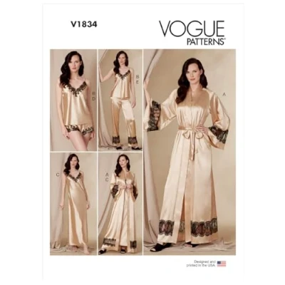 Immagine di Vogue Patterns V1834B5 Cartamodello per biancheria da notte donna, taglia B5 (8 10 12 14 16), carta