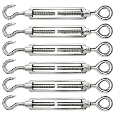 Immagine di 6 Pezzi M6 Tenditore Acciaio Inox 304 Filo Regolabile Tenditori Gancio e Occhiello per Cavi in Funi