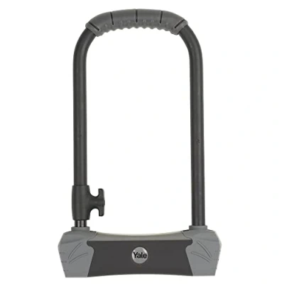 Immagine di Yale Lucchetto a U di massima sicurezza per bicicletta e moto YUL3/14/230/1 lunghezza 230mm, arco barra rinforzata, 4 chiavi cui 1 con micro luce, resistenza agli attacchi