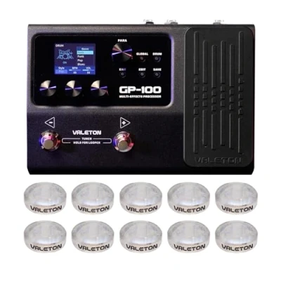 Immagine di VALETON Processore Multi Effetti per Chitarra e Basso con 140 45 Modelli di Amplificatore 40 Simulazioni Cabinet IR Interfaccia Audio USB Pedale Espressione GP 100 + Copri