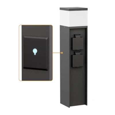 Immagine di ledscom.de Bollard light PODEL per esterni, Smart Home, 39cm, nero, 2 prese, incl. lampadina G9, 501lm, bianco caldo