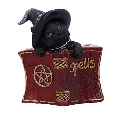 Immagine di Nemesis Now Kitty&#039;s Grimoire Cat Spell Book Figurine 8,2 cm, resina, rosso, statuetta familiare della strega, aggiunta perfetta a qualsiasi collezione di stregoneria, fusa nella migliore