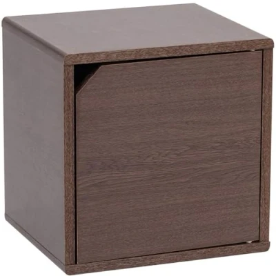 Immagine di Iris Ohyama, Armadio in legno/risparmio di spazio/mensola legno/unità archiviazione/armadietto, Combinazione impilabile e flessibile, Ufficio, Casa QR Box with Door 34D Marrone