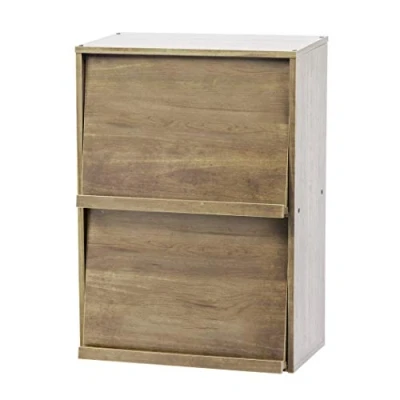 Immagine di Iris Ohyama, Mobile, Libreria, Scaffale portaoggetti, 2 ante pieghevoli, Design, Solido, Moderno, Multiuso, Ufficio, Camera da letto, Soggiorno, Flap Rack CHR 2, Ash Brown