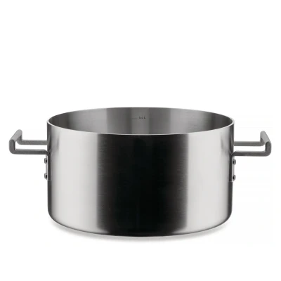 Immagine di Alessi Convivio DC102/28 Casseruola Bassa a Due Manici in Trilamina di Design, Adatta Induzione, Acciaio Inossidabile e PVD con Fondo Magnetico, 28 cm, Satinata