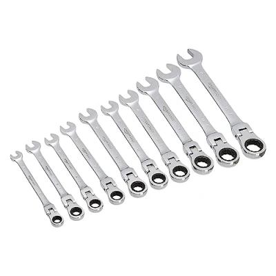 Immagine di Amazon Basics Set di chiavi inglesi a cricchetto, flessibile, 10 pezzi