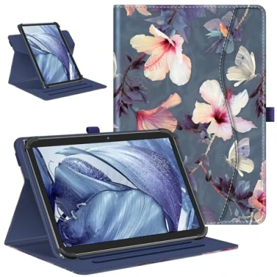 Immagine di FINTIE Custodia Universale per 10 Pollici Tablet 360 Gradi di Girevole Cover Case con Tasca Compaibile HiGrace/TECLAST/Blackview/YOTOPT/MEBERRY/DOOGEE/YESTEL 9&quot; 10.9&quot;, Hibiscus