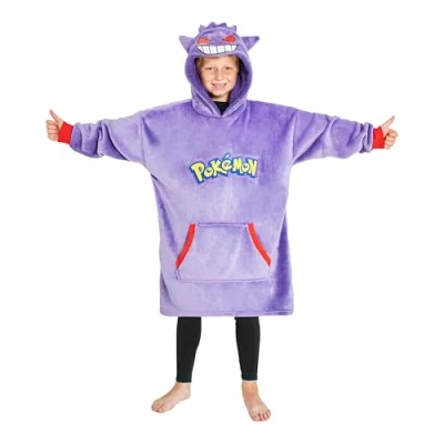 Immagine di Pokémon Felpa Cappuccio Oversize con Foderato in Sherpa Ragazzo(Gengar Viola)