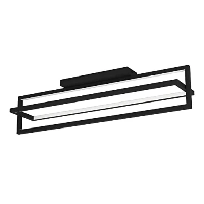 Immagine di EGLO lampada da soffitto a LED Siberia, dimmerabile con telecomando, illuminazione in metallo nero e plastica bianca, bianco caldo freddo, 78 x 16 cm