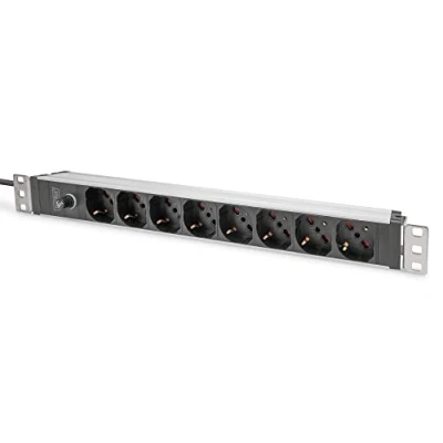 Immagine di Digitus DN 95410 IT 19 pollici Multipresa per armadio rack 1 U Presa schuko Profilo in alluminio, Installazione fissa, con 2 supporti metallici,
