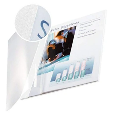 Immagine di LEITZ impressBIND copertina flessibile fronte trasp. f.to A4 dorso 10,5mm (71 105 fogli) Bianco 74140001
