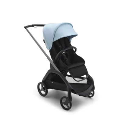 Immagine di Bugaboo Dragonfly, Passeggino Leggero e Compatto per Bambini, Chiusura Facile a Una Mano in Tutte le Posizioni, Sospensioni Complete, Cesta Portaoggetti XL, Telaio Graphite Cappottina Skyline Blue