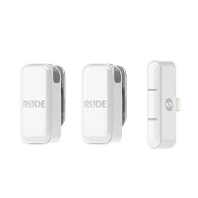 Immagine di RØDE wireless Micro Microfono compatto, due microfoni con custodia di ricarica per la creazione contenuti smartphone Lightning, bianco