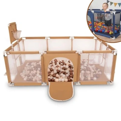 Immagine di Selonis Recinto Per Bambini Con 200 Palline 6 Cm, Playground Box, Beige: Beige Pastello/Rame/Perla
