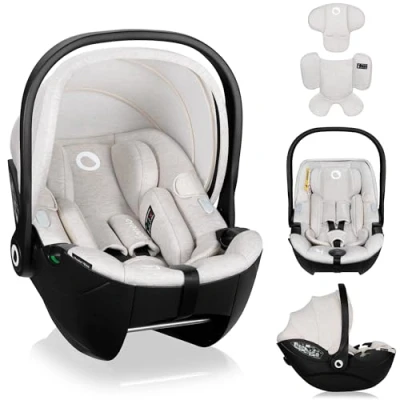 Immagine di Lionelo Seggiolino Auto Ovetto Neonato MOXIE i Size, Gruppo 0+ (4087cm), Installazione ISOFIX, Ultraleggero,Tessuto Naturale in Bambù, Poggiatesta Ergonomico Memory Foam, Protezione Laterale Avanzata
