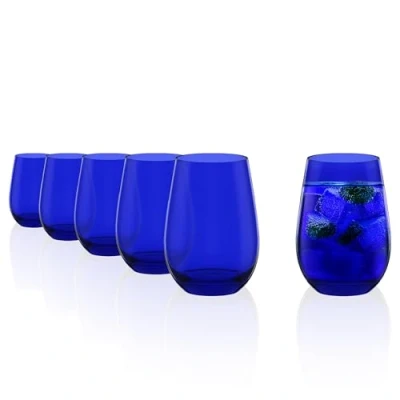 Immagine di Stölzle Lausitz bicchieri ELEMENTS 465ml Blu Cobalto I Set di 6 lavabili in lavastoviglie infrangibili universali per acqua, succhi, whisky