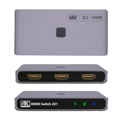 Immagine di MMOBIEL Commutatore HDMI 4K@60Hz bidirezionale 2 in 1 out Splitter HDR, 3D per TV, monitor ecc. Compatibile con Apple Xbox display alla volta Alluminio
